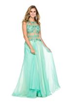 Nox Anabel - 8131 Sleeveless Floral Lace A Line Long Gown