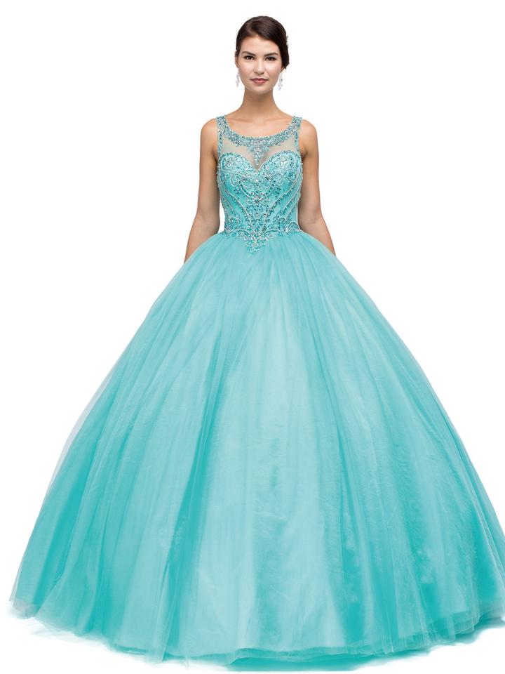 Dancing Queen - Fashionable Scoop Illusion Beaded Gown 1140
