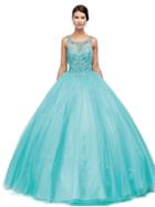 Dancing Queen - Fashionable Scoop Illusion Beaded Gown 1140