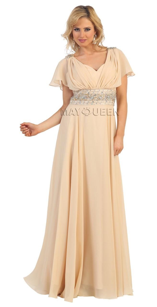 Impeccable Ruched A-line Gown With Butterfly Sleeves