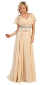 Impeccable Ruched A-line Gown With Butterfly Sleeves