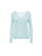 Minnie Rose - Cotton Long And Lean V-neck Pullover Sweater - 14016