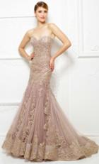 Montage By Mon Cheri - 217d89 Strapless Lace Tulle Trumpet Gown