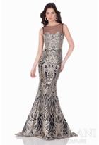 Terani Evening - Sleeveless Sheer And Golden Embroidery Fitted Gown 1621gl1895