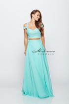 Milano Formals - Two Piece Beaded Crop Top Evening Gown E2144