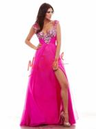 Cassandra Stone - 65018 Cap Gown In Electric Fucshia
