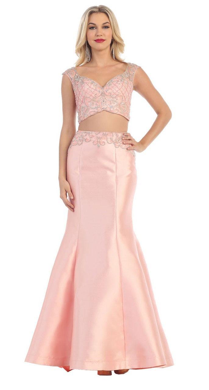 May Queen - Embellished Sweetheart Crop Top With Mermaid Skirt Dress Rq7395