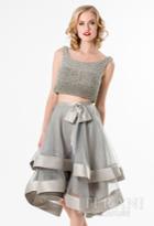 Terani Prom - Stunning Beaded Bateau Neck Polyester Tea Length Dress 1521h0101a