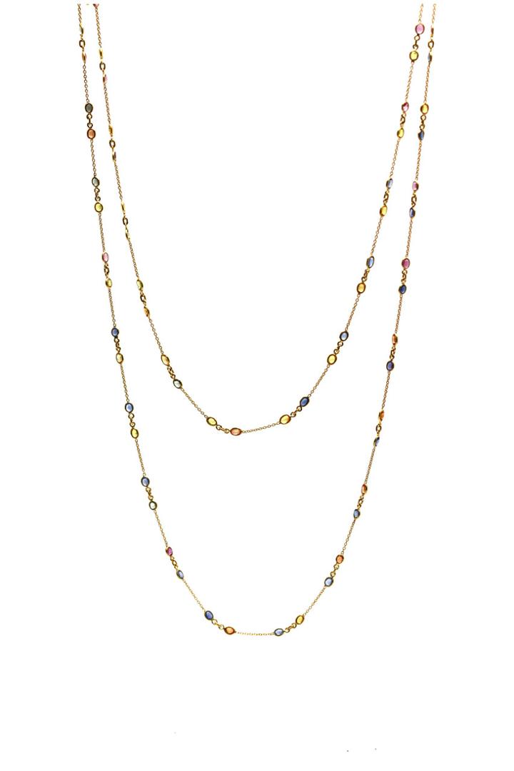 Tresor Collection - Multicolor Stones Long Necklace In 18k Yg Style 1
