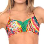 Luli Fama - L446725 Crochet Cutout Cross Cross Back Sporty Bra Top In Multicolor