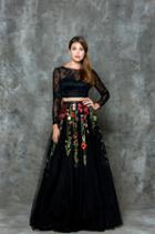 Glow By Colors - G681 Long Sleeved Two-piece Evening Dress