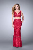 La Femme - Deep Sweetheart Crop Top Two Piece Lace Prom Dress 24496