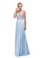 Dancing Queen - Beaded V-neck Chiffon Dress In Periwinkle 9589