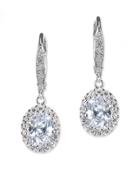 Cz By Kenneth Jay Lane - Classic Oval Pave Halo Pierced Earring