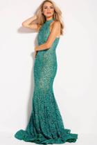 Jovani - 59908 Halter Lace Embellished Fitted Prom Dress