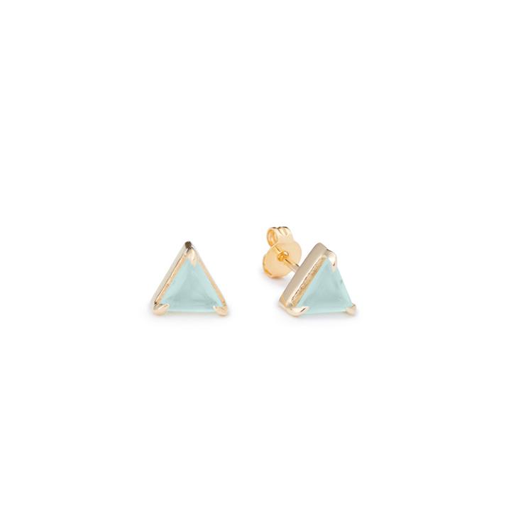 Margaret Elizabeth - Mini Triangle Studs Aqua Chalcedony