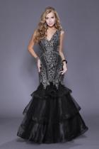 Shail K - 33910 Sleeveless Lace Embellished Tulle Mermaid Gown
