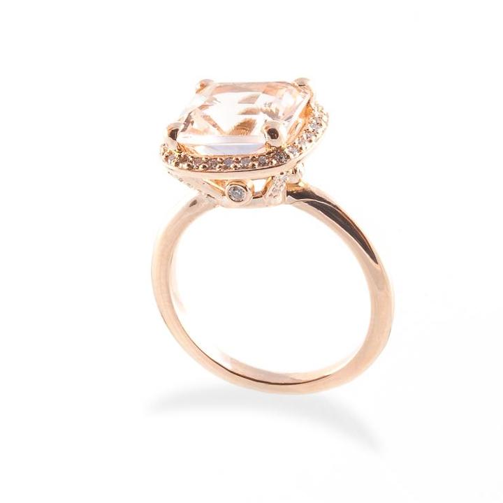 Ashley Schenkein Jewelry - Morganite And Diamond Halo Engagement Ring