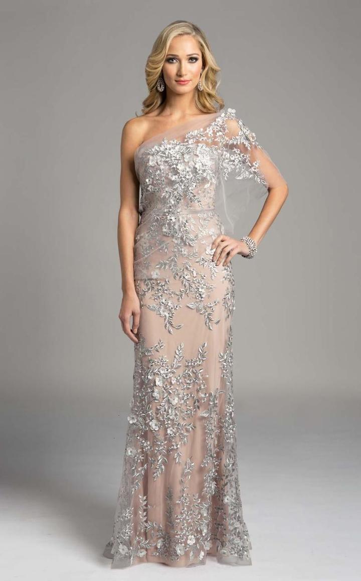 Lara Dresses - 33212 Floral Asymmetric Sheath Dress