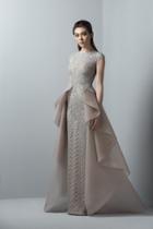 Saiid Kobeisy - 3375 Lace Illusion Bateau Dress With Overskirt