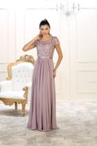 May Queen - Mq1486 Lace Chiffon A-line Dress