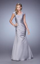 La Femme - 21610 Cap Sleeve Satin Trumpet Gown