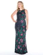 Mac Duggal - 4679f Floral Sequined Bateau Sheath Dress