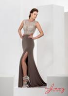 Jasz Couture - Embellished Jewel Neck Sheath Dress 5641