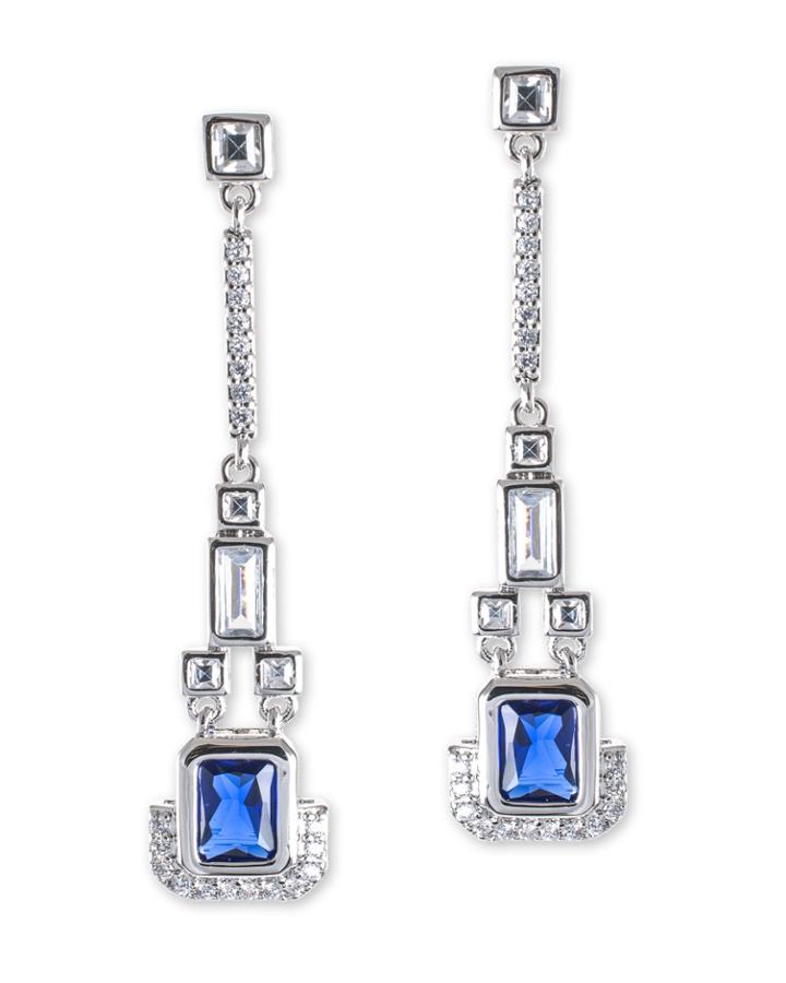Cz By Kenneth Jay Lane - Sapphire Art Deco Earring