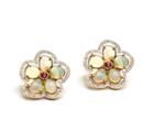 Tresor Collection - Ethiopian Opal, Ruby And Diamond Flower Stud Earrings In 18k Yg