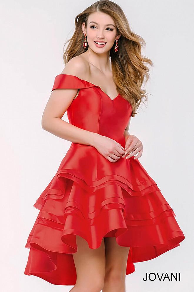 Jovani - Stunning Hi-low Off Shoulder Dress 45301