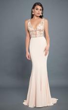 Rachel Allan Couture - 8304 Sequined Plunging V Neck Jersey Gown