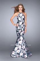 La Femme - Halter Style Strappy Back Floral Mermaid Prom Dress 24673