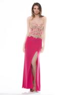 Glow By Colors - G379 Embellished Sweetheart Jersey Dress