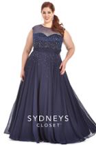 Sydney's Closet - Sc7170 Plus Size Dress In Navy