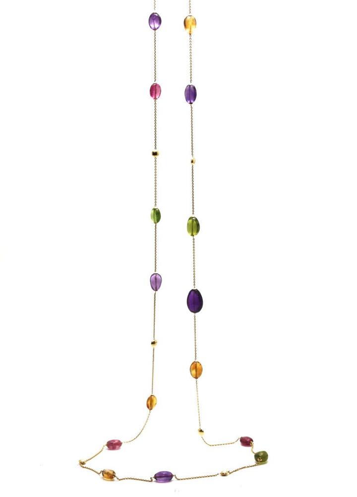 Tresor Collection - Multicolor Stone Baroque Necklace In 18k Yellow Gold 6148167748