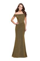 La Femme - 25444 Off Shoulder Folded Fitted Gown