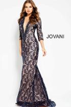 Jovani - 54973 Fitted Sheer Sequin Embellished Evening Dress