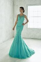 Tiffany Homecoming - Glittering Bateau Illusion Trumpet Evening Gown 46057