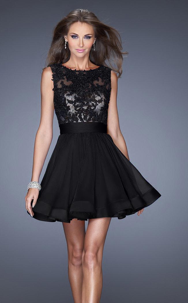 La Femme - 20429 Sleeveless Lace Jewel A-line Cocktail Dress