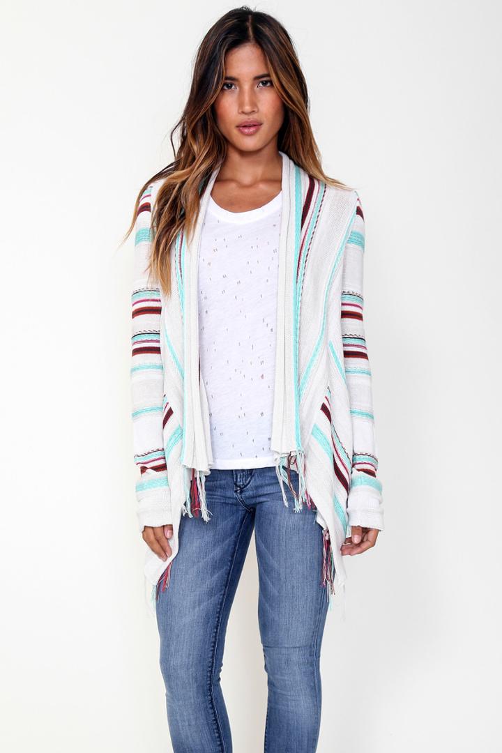 Goddis - Biya Fringe Cardigan In Cosmic Ray