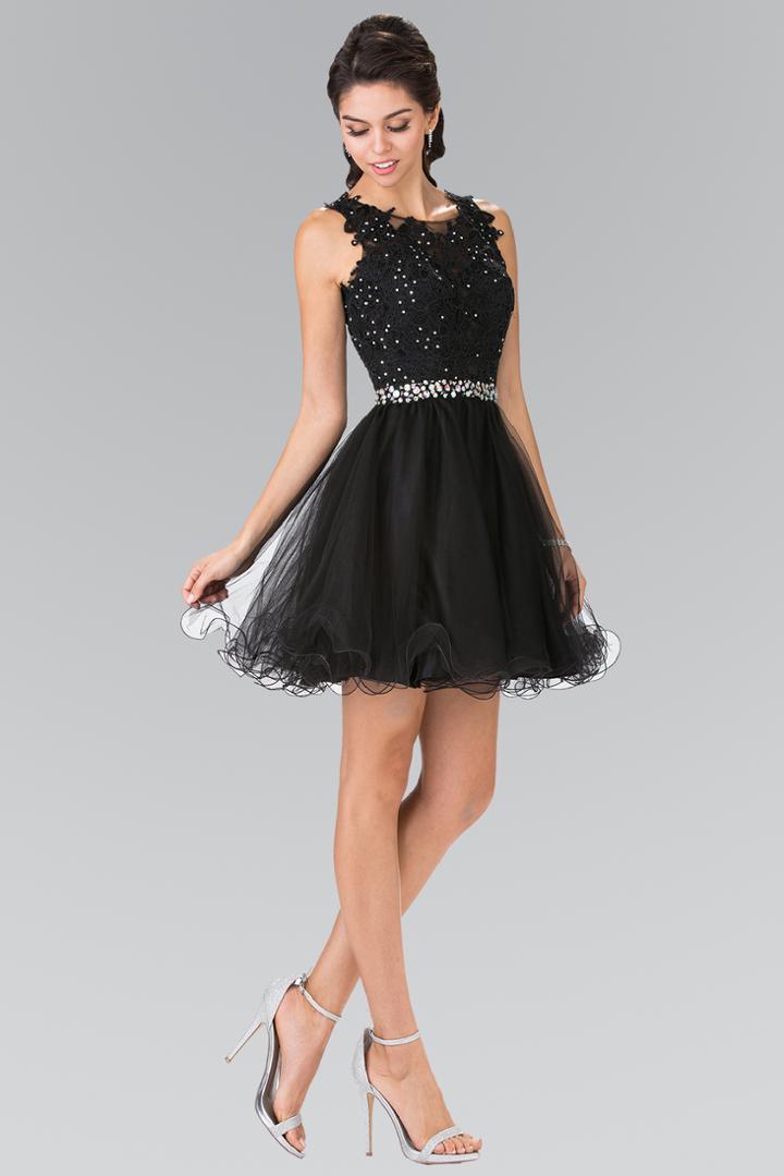 Elizabeth K - Lace Illusion A-line Tulle Short Dress Gs2375