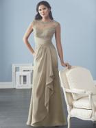 Christina Wu Elegance - 17835 Sheer Cap Sleeves Side Ruffled Dress