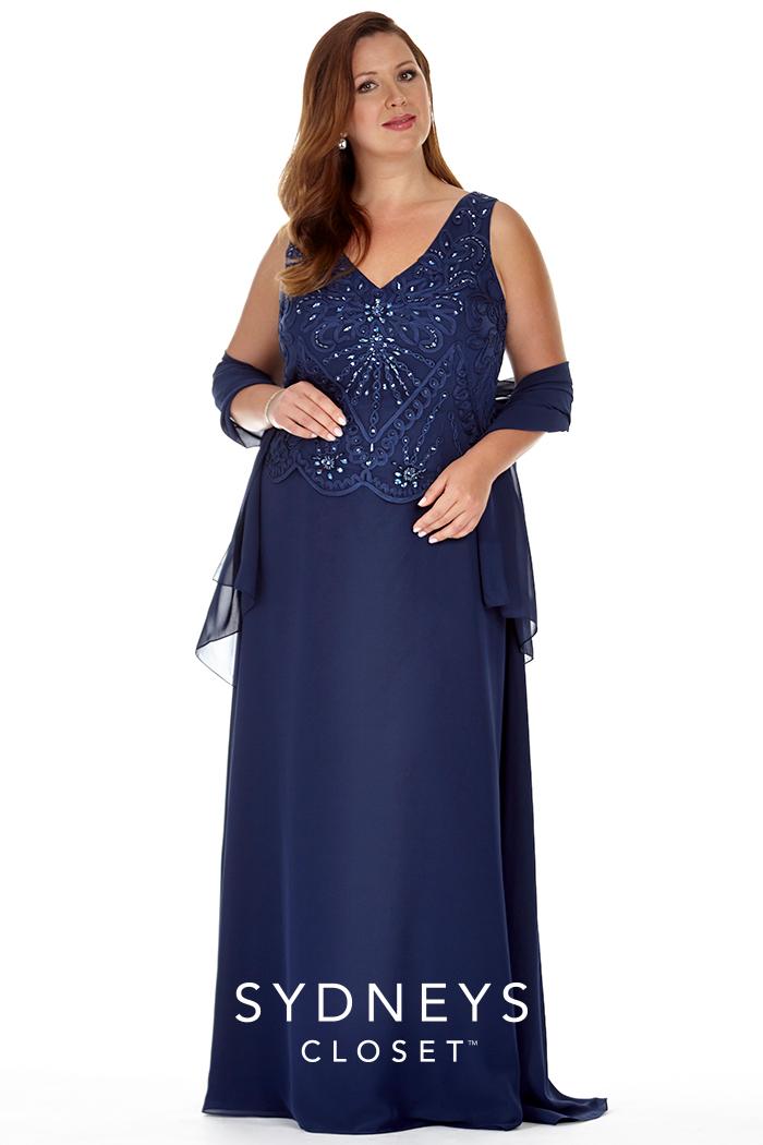 Sydney's Closet - Sc4056 Plus Size Dress In Navy