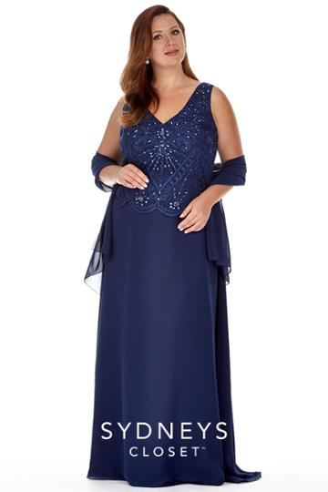 Sydney's Closet - Sc4056 Plus Size Dress In Navy