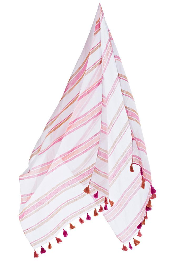 Debbie Katz - Striped Doby Pareo (white/orange/pink)