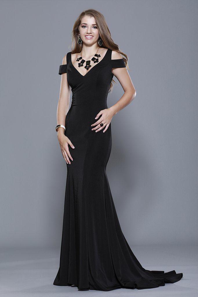Shail K - 33905 V-neck Tulle Trumpet Dress