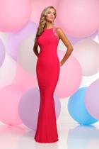Zoey Grey - Beaded High Neck Jersey Sheath Dress 30936