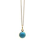 Tresor Collection - Turquoise Simple Round Pendant In 18k Yellow Gold