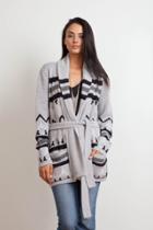 Goddis - Tori Tribal Belted Cardigan In Early Mist